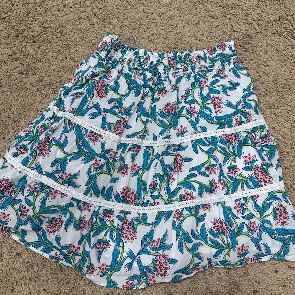 J. Crew Blue and Pink Floral Mini Skirt
